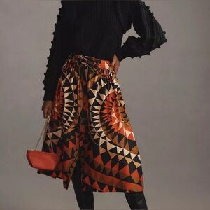 FARM RIO Heart Deco Geo Print Stretch Cotton Skirt! L